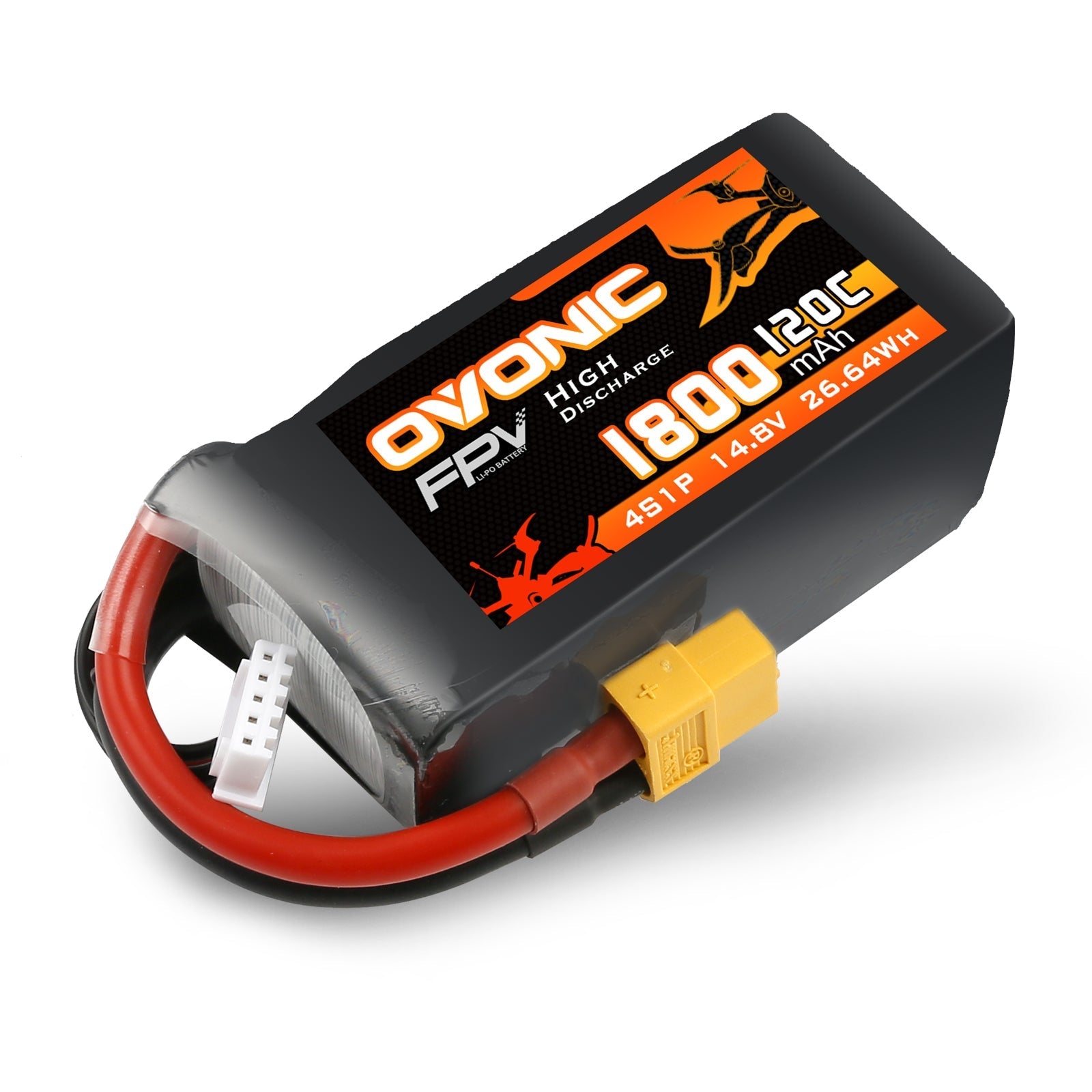 Ovonic 120C 4S 1800mAh 14.8V LiPo battery pack with XT60 plug and 5-pin balance lead