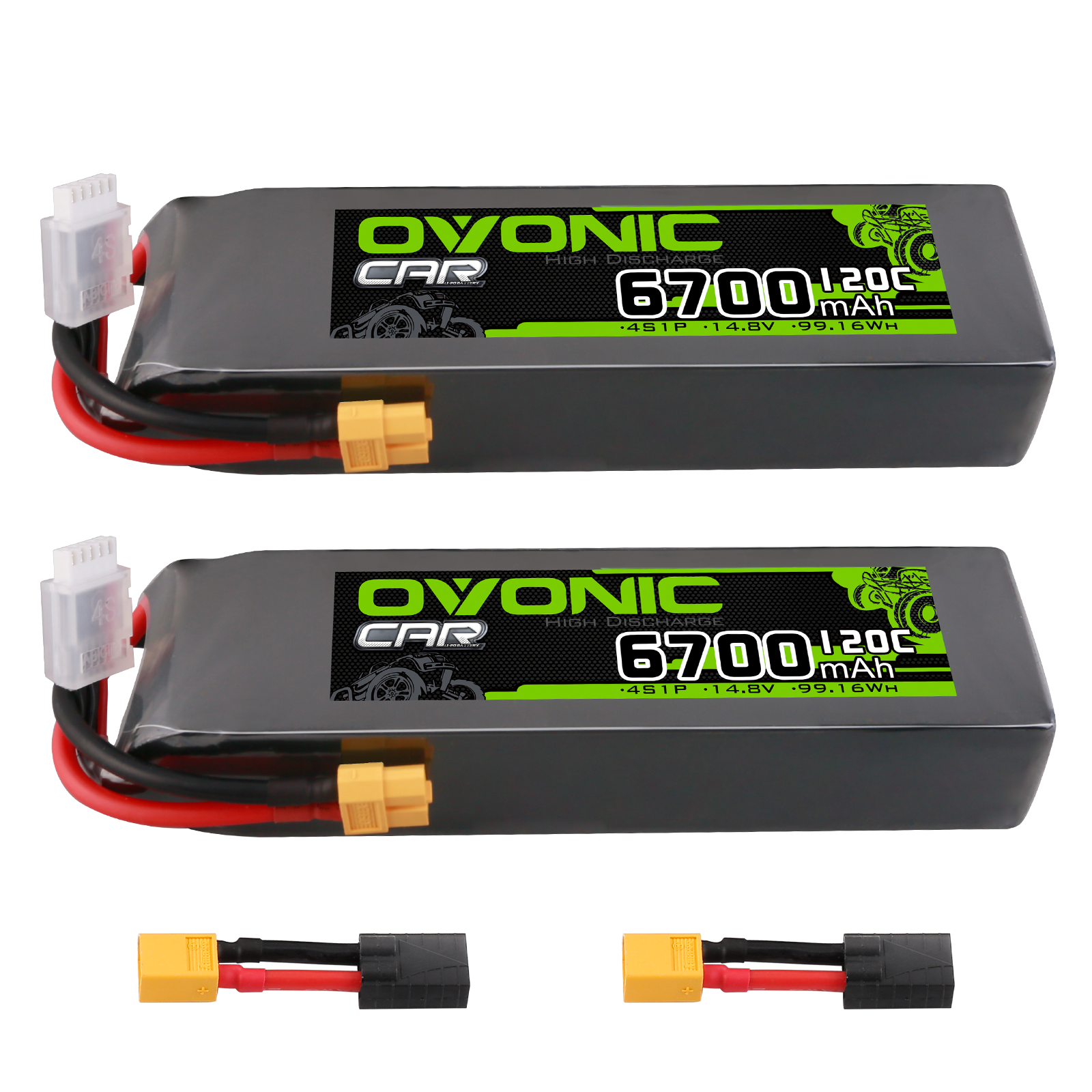 OVONIC 4S Lipo Battery 6700mAh 120C 14.8V with XT60 Plug for 1/8 scale RC Car