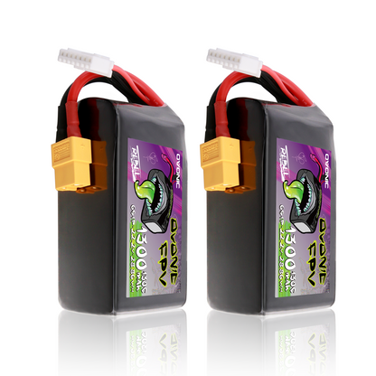 2-pack Ovonic Rebel 2.0 6S 1300mAh 22.2V 130C LiPo batteries with XT60 and balance leads