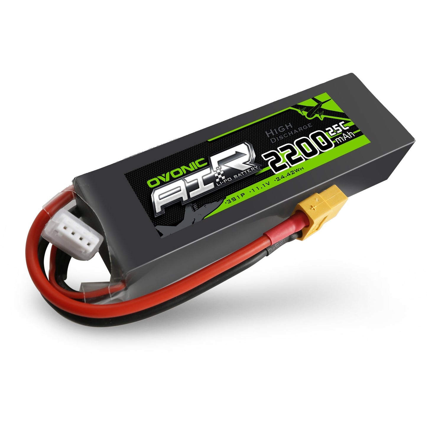 Ovonic AIR 2200mAh 3S 11.1V 25C LiPo battery pack with XT60 plug and JST balance lead