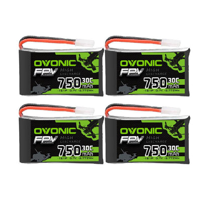 [4 Packs] OVONIC 3.7V 750mAh 1S1P 30C Molex Plug LiPo Battery for Syma X5C X5SW micro quad - Ampow