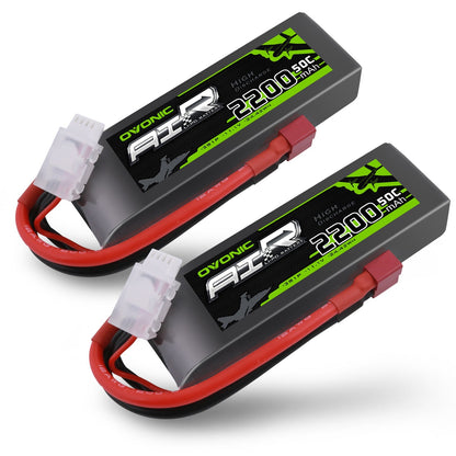 Ovonic 2pcs 3S 2200mAh 11.1V 50C LiPo Battery pack with Deans plug and balance leads