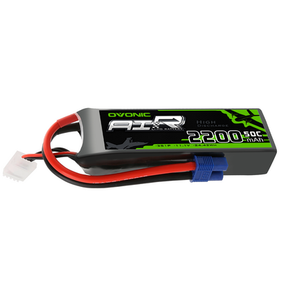 Ovonic 2200mAh 3S 11.1V 50C LiPo battery pack with EC3 connector and balance lead