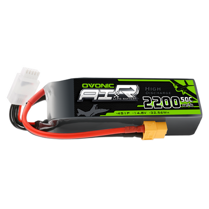 OVONIC 2200mAh 4S 14.8V 50C LiPo battery pack with XT60 connector and JST-XHR balance lead