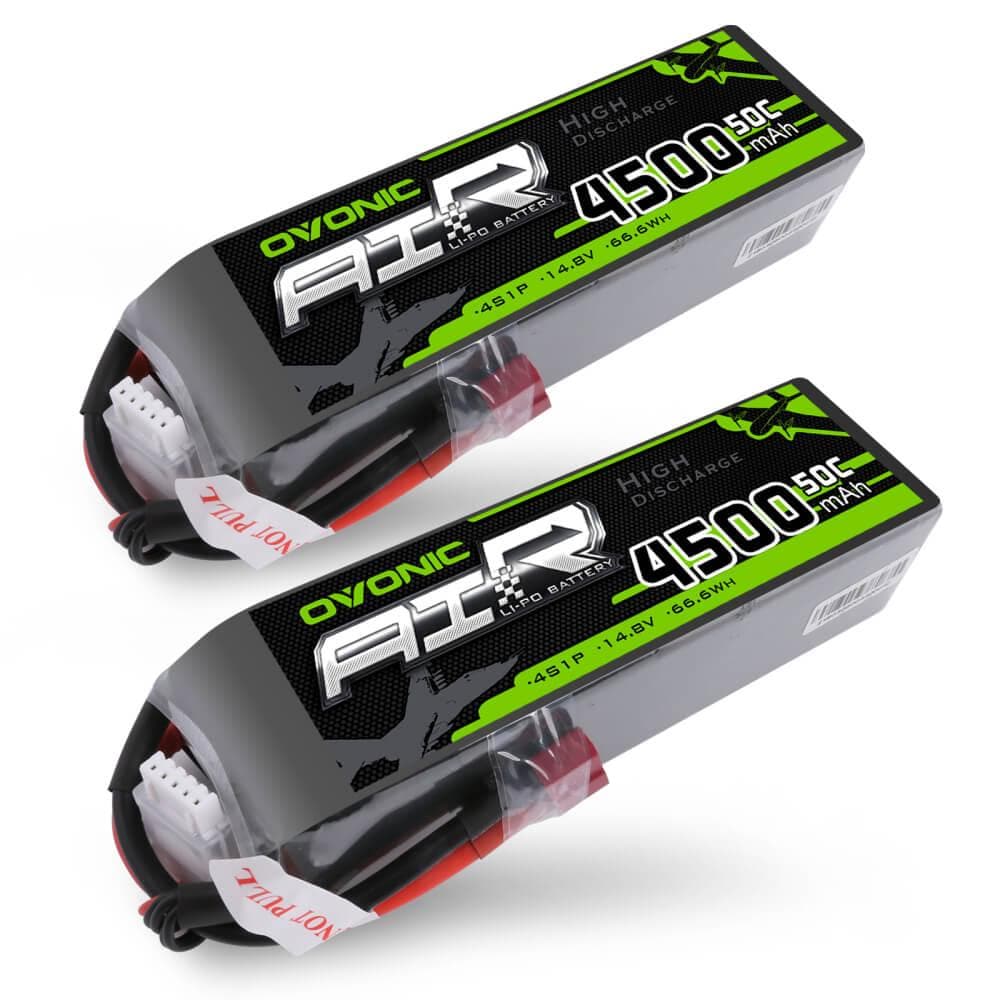 Ovonic Air 2-Pack 4S LiPo Battery 4500mAh 50C 14.8V packs with balance leads