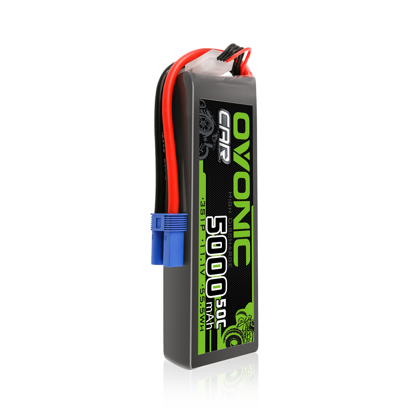 Ovonic Rebel 5000mAh 3S 11.1V 50C LiPo RC car battery with EC5 plug and JST-XHR balance lead