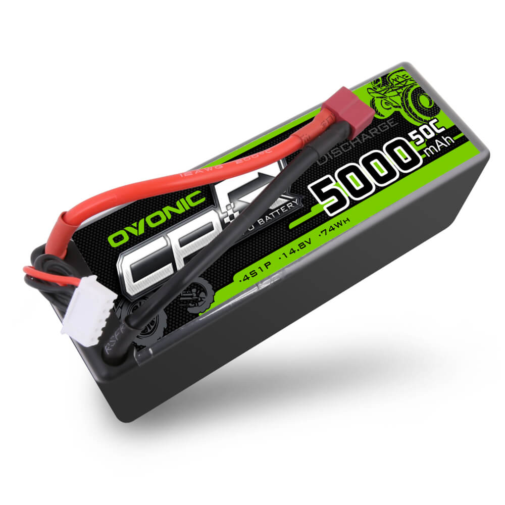 OVONIC 4S 5000mAh 50C 14.8V hardcase LiPo battery with Deans T plug and balance lead