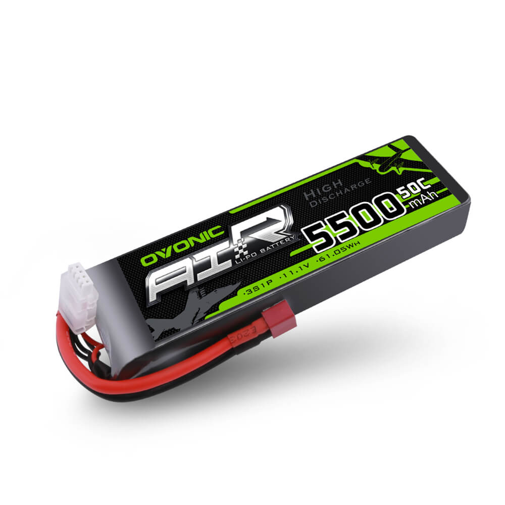 OVONIC 3S 11.1V 5500mAh 50C LiPo battery pack with Deans T plug and JST-XH balance lead