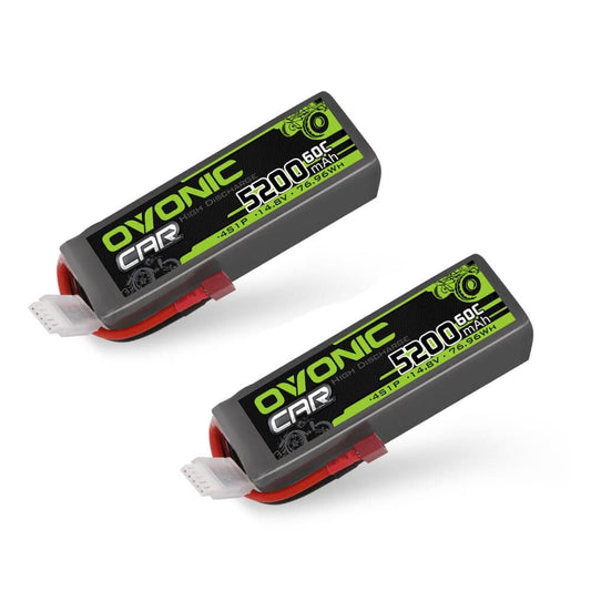 Ovonic 2-Pack 5200mAh 4S 14.8V 60C LiPo Battery set with Deans T plug and balance lead