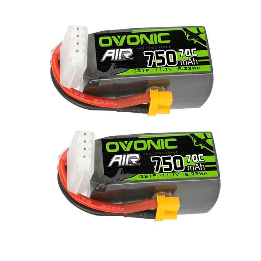 2× Ovonic 3S 750mAh 11.1V 70C LiPo batteries with XT30 plug and 4-pin balance connector