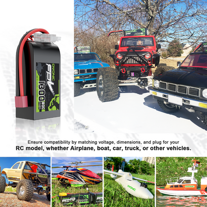 OVONIC 11.1V 80C 1300mAh 3S Lipo Battery with T Plug for 3S Freestyle Racing Drone Fixed-Wing FPV Plane