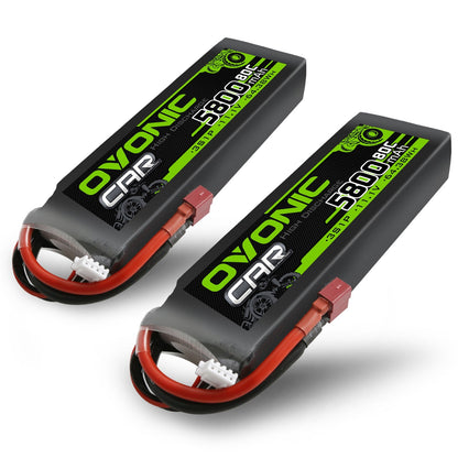 2x Ovonic 3S 11.1V 5800mAh 80C LiPo battery pack set with Deans T plug and balance lead