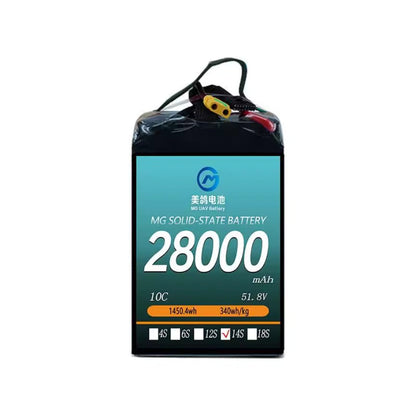 MG UAV Solid-State Lipo Battery 28000mAh 10C — 6S 22.2V, 12S 44.4V, 14S 51.8V for UAV Drone Airplane RC