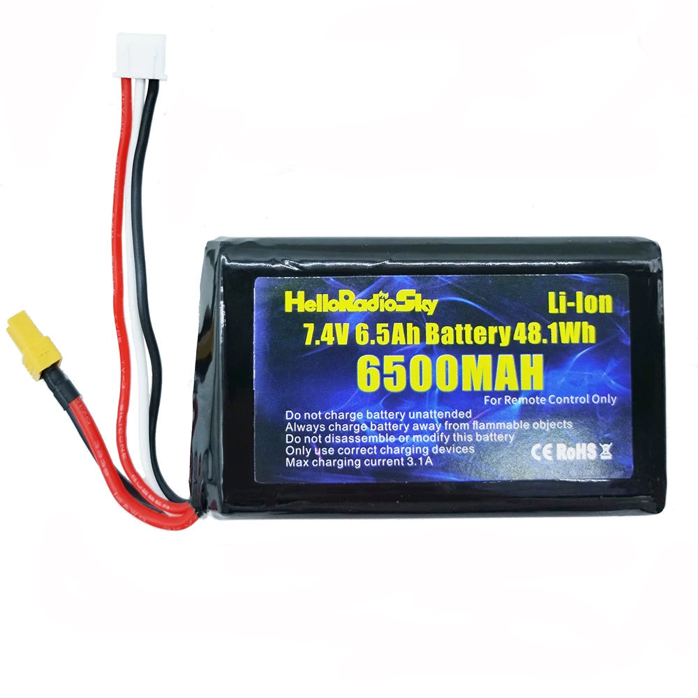 HelloRadioSky V16 7.4V 6500mAh 2S Li-Ion Battery for Remote Controller
