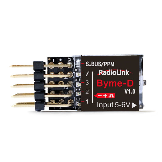 RadioLink Byme-D Mini Flight Controller, RadioLink Byme-D Mini flight controller for delta wing aircraft. Supports SBUS/PPM, 3 modes, 4.5g, 3-axis gyro, 5-6V input.