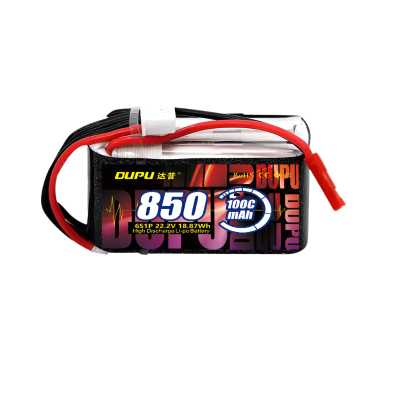 DUPU 2S 3S 850mAh 100C LiPo Battery, DUPU 850mAh 100C LiPo battery for FPV drones with XT30 plug.