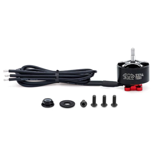 Surpass Hobby BAT S3214 730KV FPV brushless motor with wires, prop adapter, and mounting screws