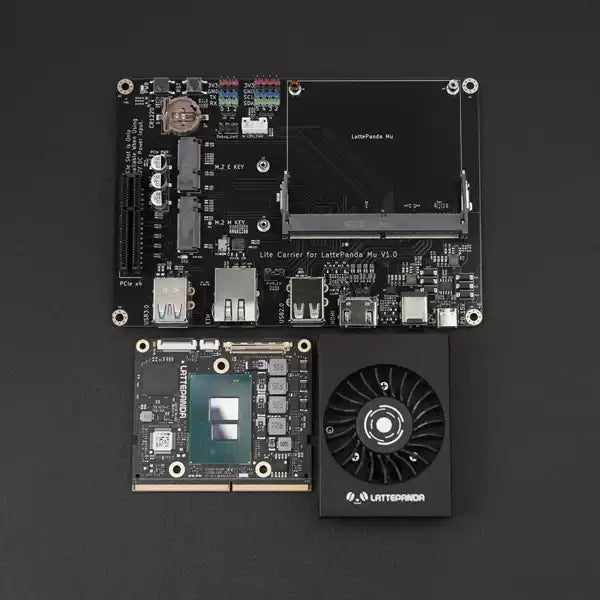 DFRobot LattePanda Mu Kit – x86 Module (N100 8/16GB or i3-N305 16GB), Lite/Full Carrier, 64GB eMMC, Win10/11/Ubuntu