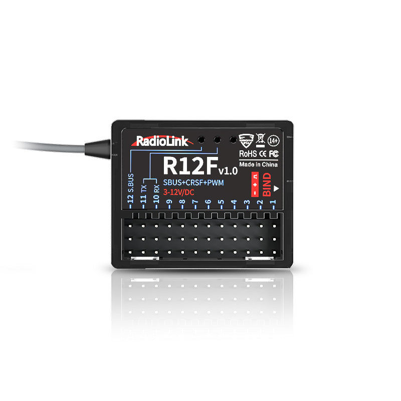 RadioLink R12F 12CH SBUS CRSF PWM Receiver with 4000M Range and Simulator Support