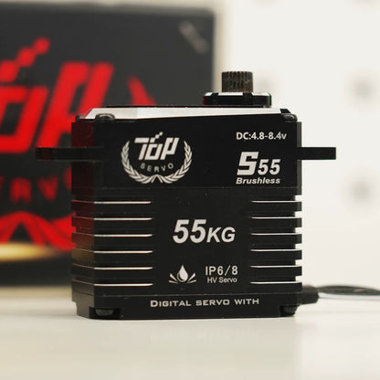 TopServo S Series S12 S16 S35 S45 S55 8.4V Brushless Waterproof Servo 13-60kg 25T Titanium/Stainless Steel Gear