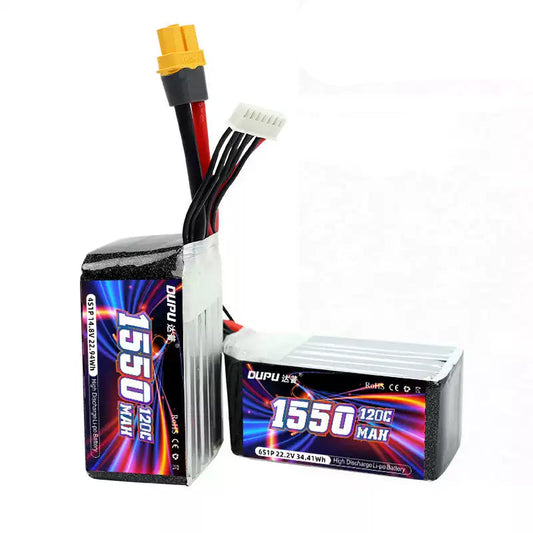 DUPU 4S/6S 1500mAh & 1550mAh 120C/150C LiPo Battery for FPV Drone - XT60 Plug