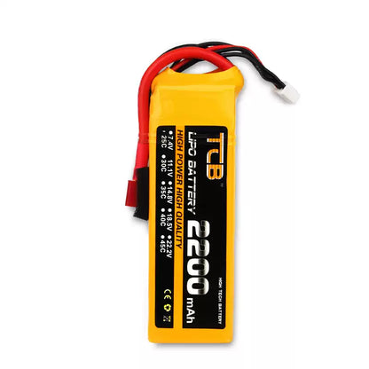 TCB 2S/3S/4S/5S/6S 2200mAh 25C LiPoバッテリー JSTバランスプラグ付き & RCモデル用カスタム放電コネクタ