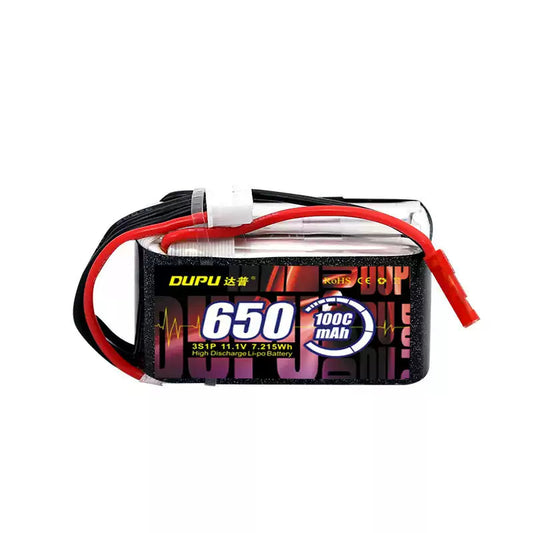 DUPU 2S 650mAh 100C LiPo Battery, DUPU 650mAh 100C LiPo battery for FPV drones, featuring XT60 plug.
