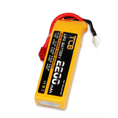 TCB 2S/3S/4S/5S/6S 2200mAh 25C LiPoバッテリー JSTバランスプラグ付き & RCモデル用カスタム放電コネクタ