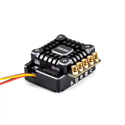 SkyRC TS160 Pro V2 160A sensored brushless ESC top view with heatsink and power terminals