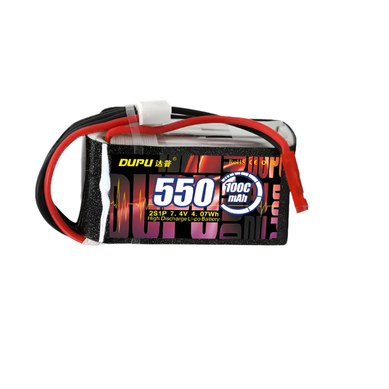 DUPU 550mAh 100C 2S LiPo battery for FPV drones.