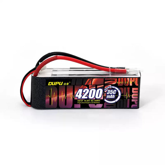 DUPU 4200mAh 2S/3S/4S/6S/8S Drone LiPo Battery, The DUPU 4200mAh LiPo battery provides a 35C discharge rate, delivering reliable, high-performance power for RC airplanes and helicopters.