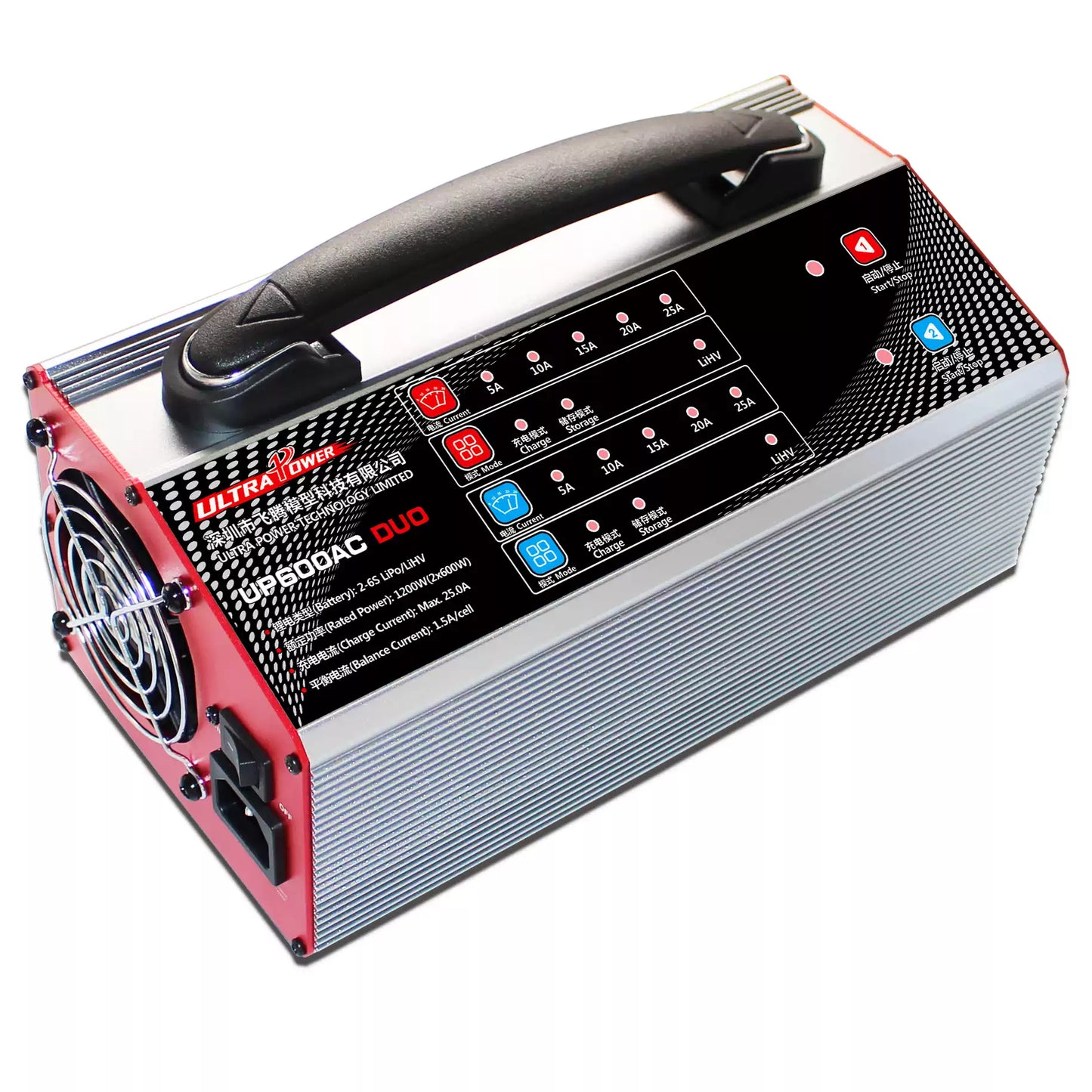 Ultra Power UP600AC DUO 2x600W 25A 雙通道 2-6S LiPo/LiHV 智能電池充電器