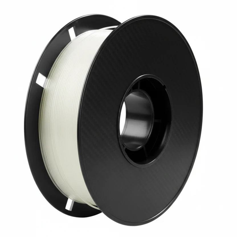 White filament spool only, angled side view on black reel