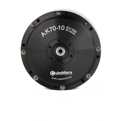CubeMars AK70-10 KV100 actuator operates at 24/48V, delivers 8.3Nm torque, and uses CAN/UART communication.