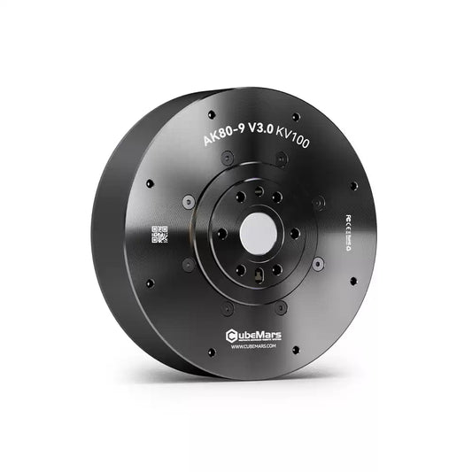 CubeMars AK80-9 V3.0 KV100 robotic actuator delivers 22Nm torque, 9:1 reduction, servo/MIT mode, 48V, 390RPM. Compact, high-torque motor for precision applications.