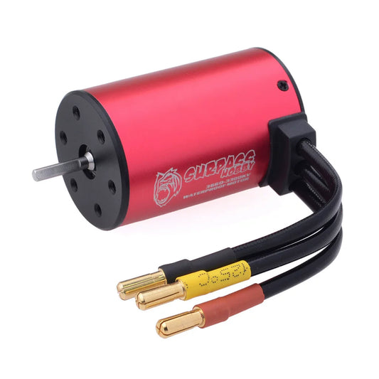 SURPASSHOBBY KK 3660 waterproof brushless motor with red can, output shaft and 3 bullet connectors