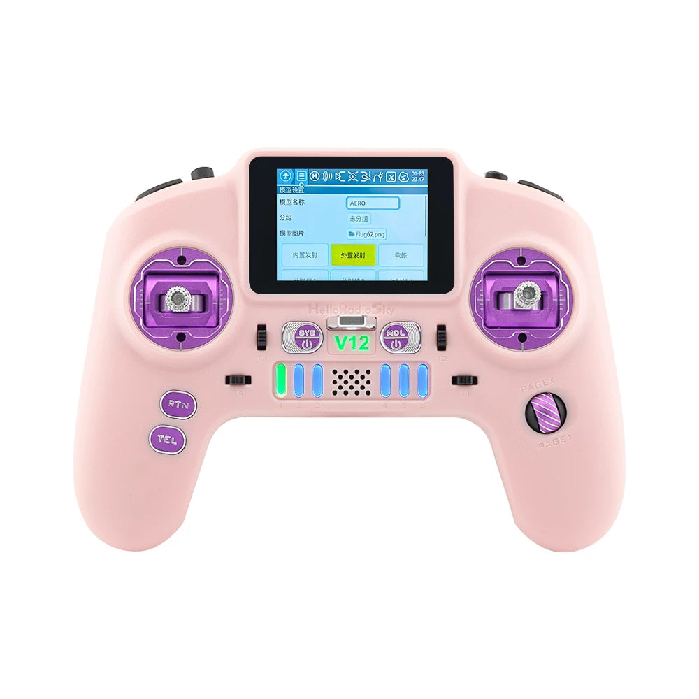HelloRadioSky V12 Remote Controller Shell Case Set with Upper/Lower Housing and Grip Rubber, No Screws