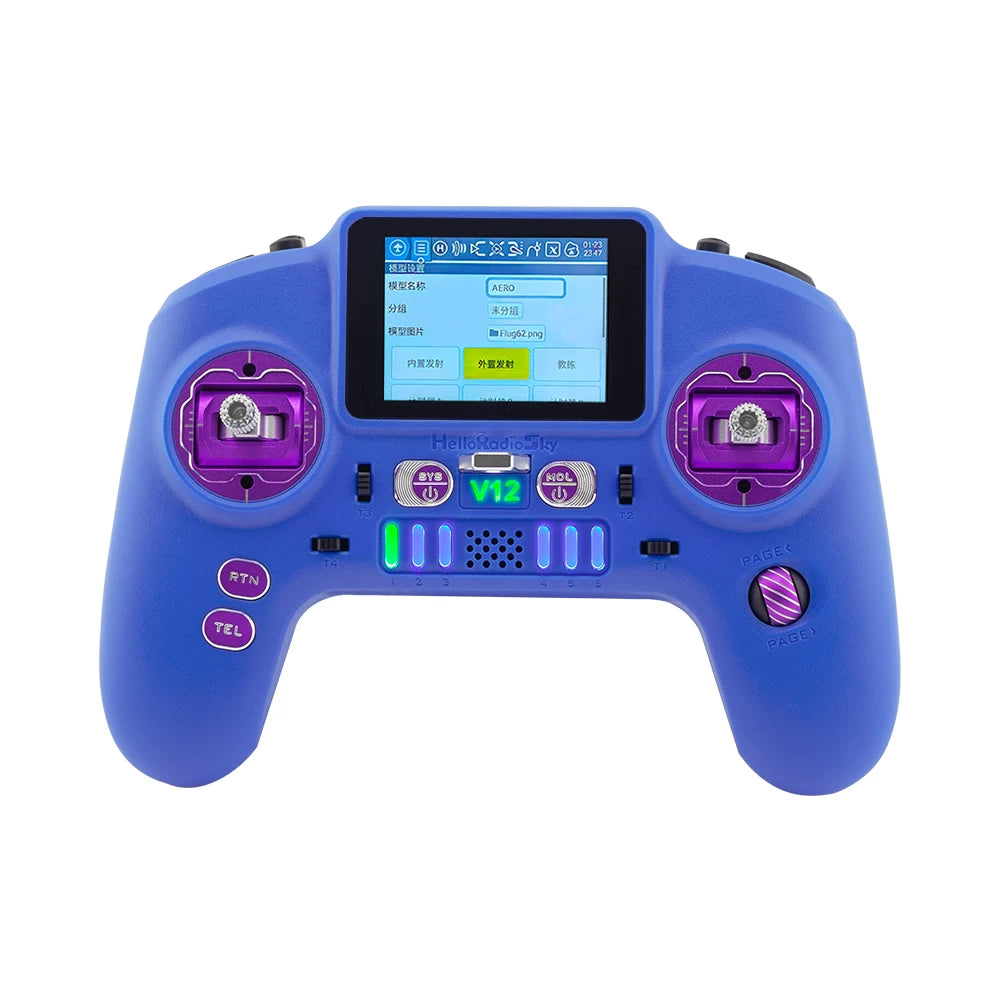HelloRadioSky V12 Remote Controller Shell Case Set with Upper/Lower Housing and Grip Rubber, No Screws