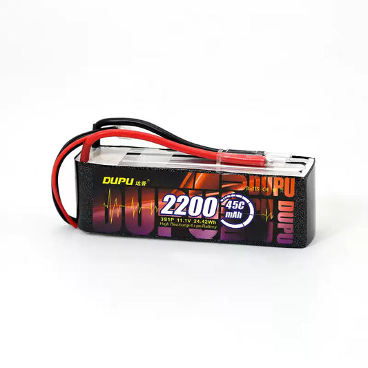 DUPU 3S 45C / 6S 80C 2200mAh Drone LiPo Battery, DUPU 3S 45C / 6S 80C 2200mAh LiPo battery for RC models. High discharge, suitable for helicopters, airplanes, toys. Specifications: 11.1V, 24.42Wh.