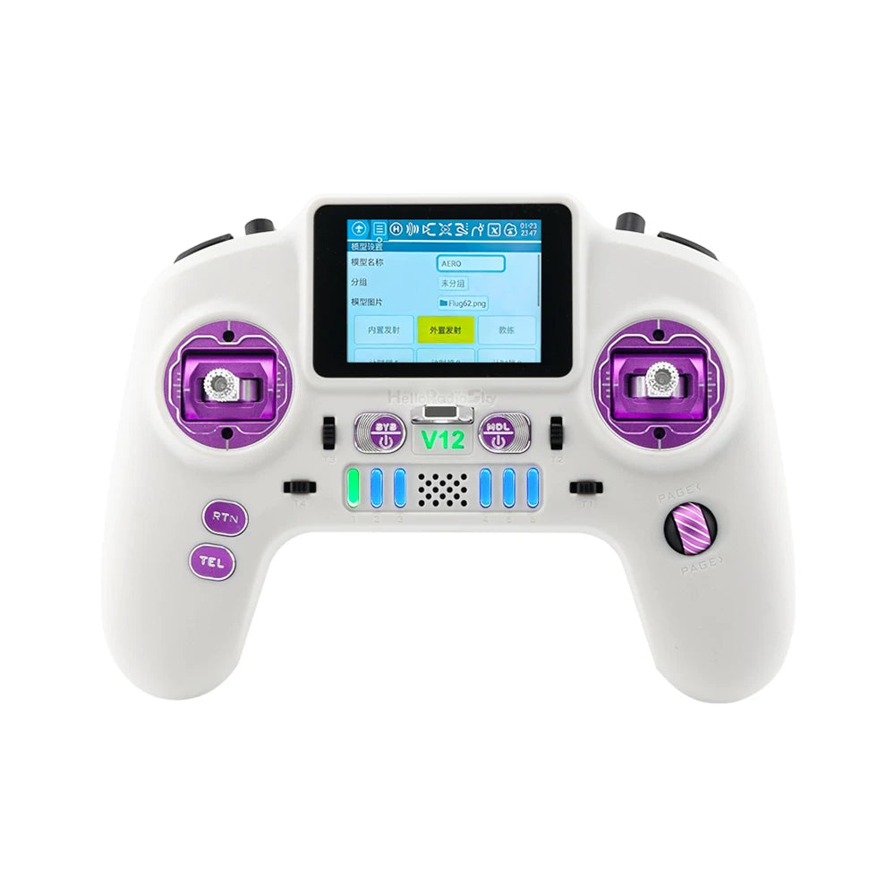 HelloRadioSky V12 Remote Controller Shell Case Set with Upper/Lower Housing and Grip Rubber, No Screws