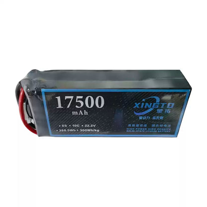 XINGTO 17500mAh 6S 10C 22.2V solid-state lithium battery, 388.5Wh capacity, 300Wh/kg energy density, high-power and high-density for demanding drone applications.