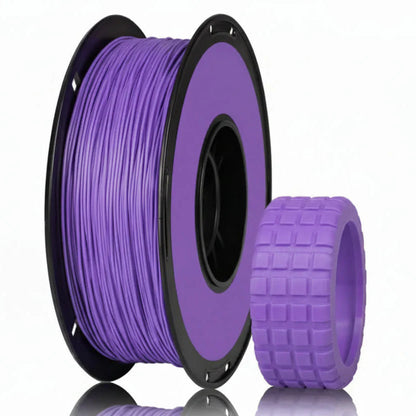 Purple TPU 95A 3D printing filament spool with grippy tread ring sample print