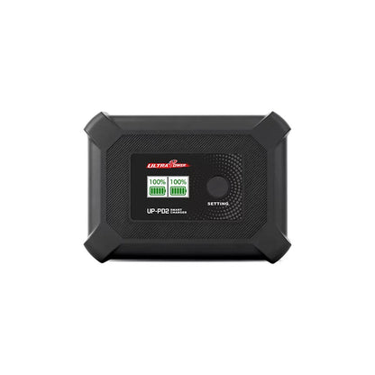 Ultra Power UP-PD2 dual-channel 1-4S LiPo/LiHV DC charger, top view with display and Setting button