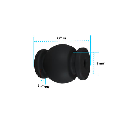 8mm black silicone rubber damping ball vibration mount with 3mm and 1.2mm measurements for air units