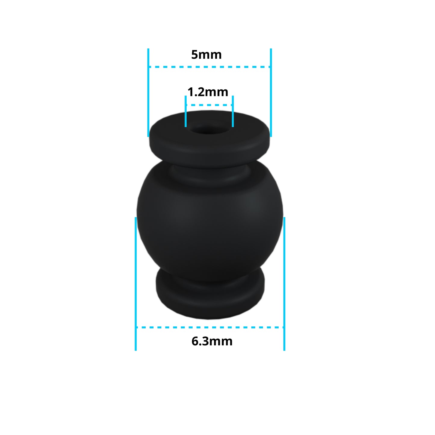 Flywoo O3/O4 air unit silicone rubber damping ball mount with 5mm top, 1.2mm hole, 6.3mm height