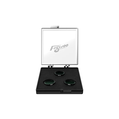 Flywoo O4 ND filter set in a hinged case with three lens filters labeled ND4, ND8 and ND16