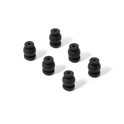 Vibration damping rubber balls, angled view showing shape and center hole for mounting