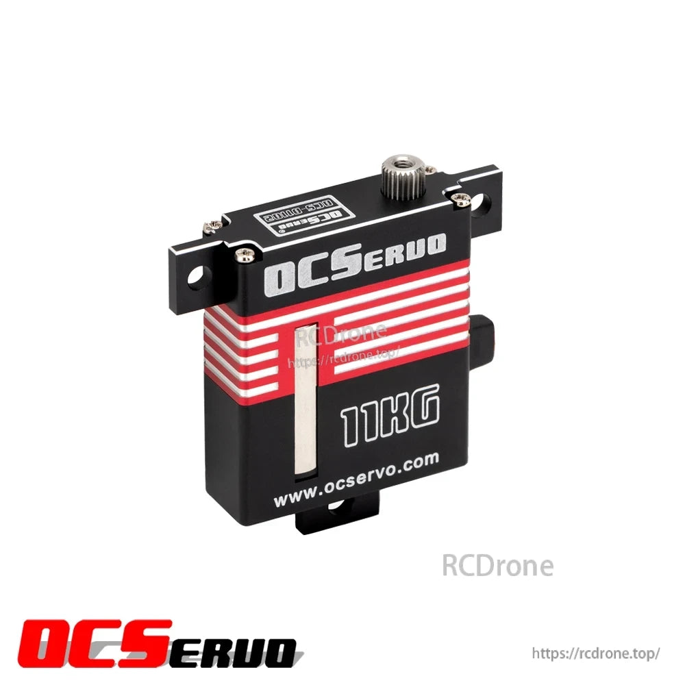 OCSERVO, This high-voltage digital micro wing servo features a coreless motor, CNC aluminum case, stainless steel gears, and PWM control for up to 11 kg.cm peak stall torque at 8.4V.