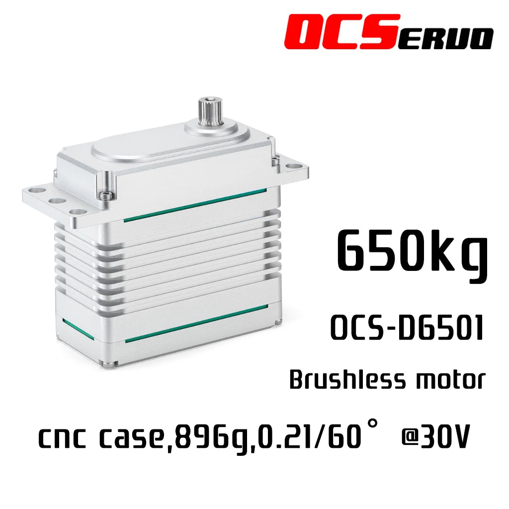 OCSERVO OCS-D6501 servo motor features 30V, 896g, CNC digital brushless PWM CAN 485 high torque with steel gear and metal horn.