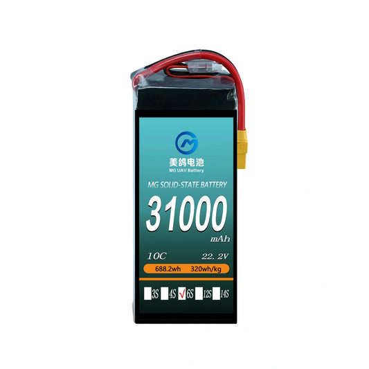 MG UAV 솔리드스테이트 리포 배터리 31000mAh 10C, 6S/12S/14S/18S/24S, 드론 및 RC 비행기용, 1C-3C 충전, 320Wh/kg
